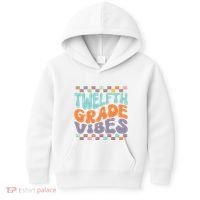 Twelfth Grade Vibes Retro Groovy 12th Grade Back To School Kids Hoodie thumb 0