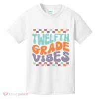 Twelfth Grade Vibes Retro Groovy 12th Grade Back To School Kids T-Shirt thumb 0