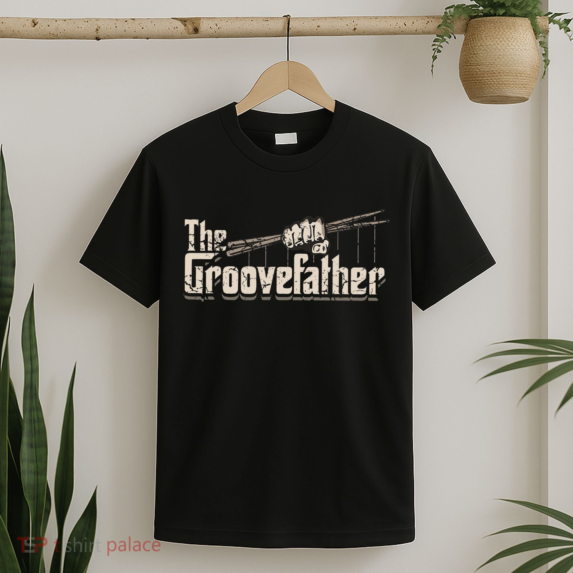 The Groovefather Vintage Drums Drumming Gifts Band Drummer T-Shirt