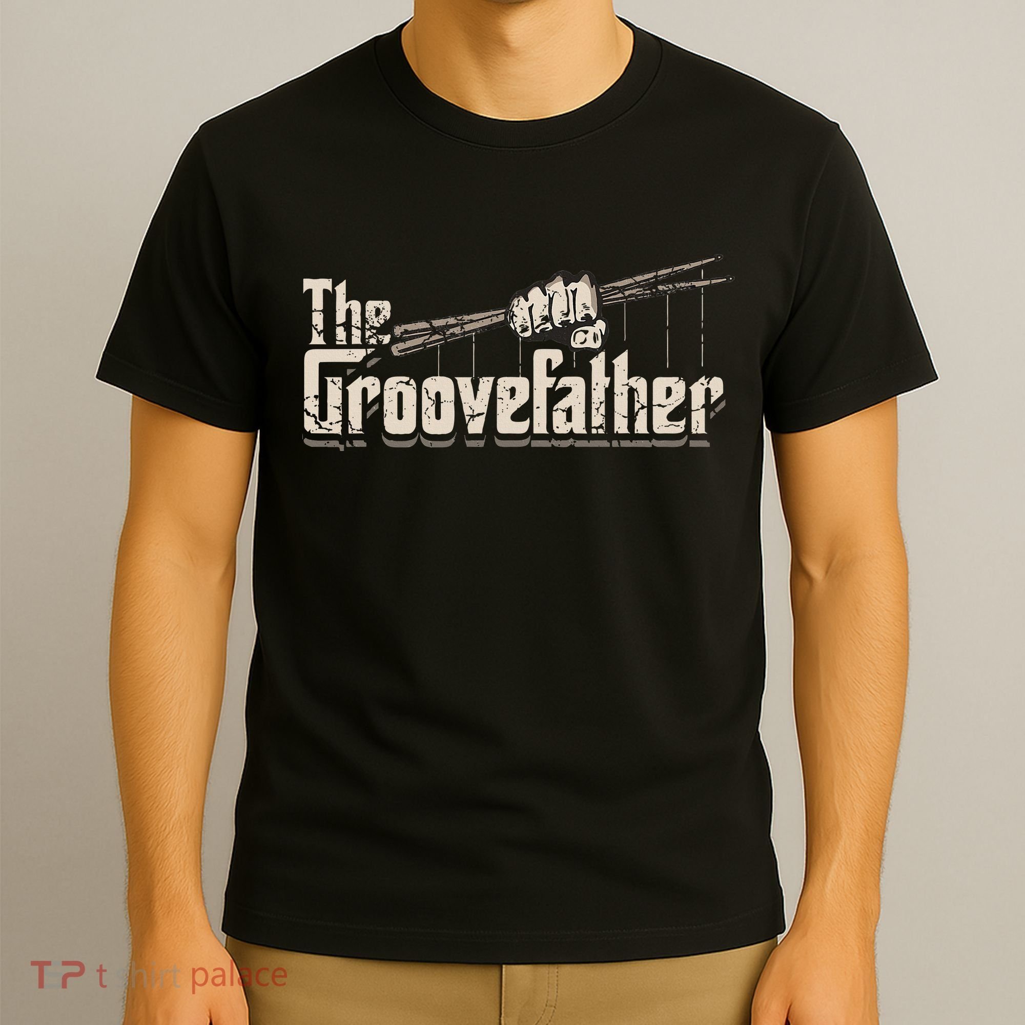 The Groovefather Vintage Drums Drumming Gifts Band Drummer T-Shirt