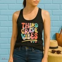 Third Grade Vibes Back To School 3rd Grade Teacher Women's Tank Top thumb 2