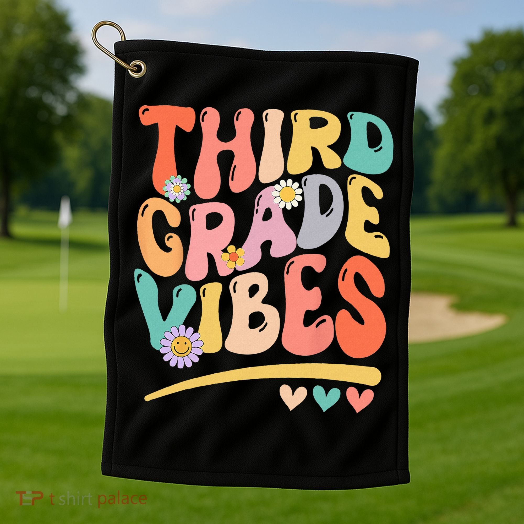 Third Grade Vibes Back To School 3rd Grade Teacher Golf Towel