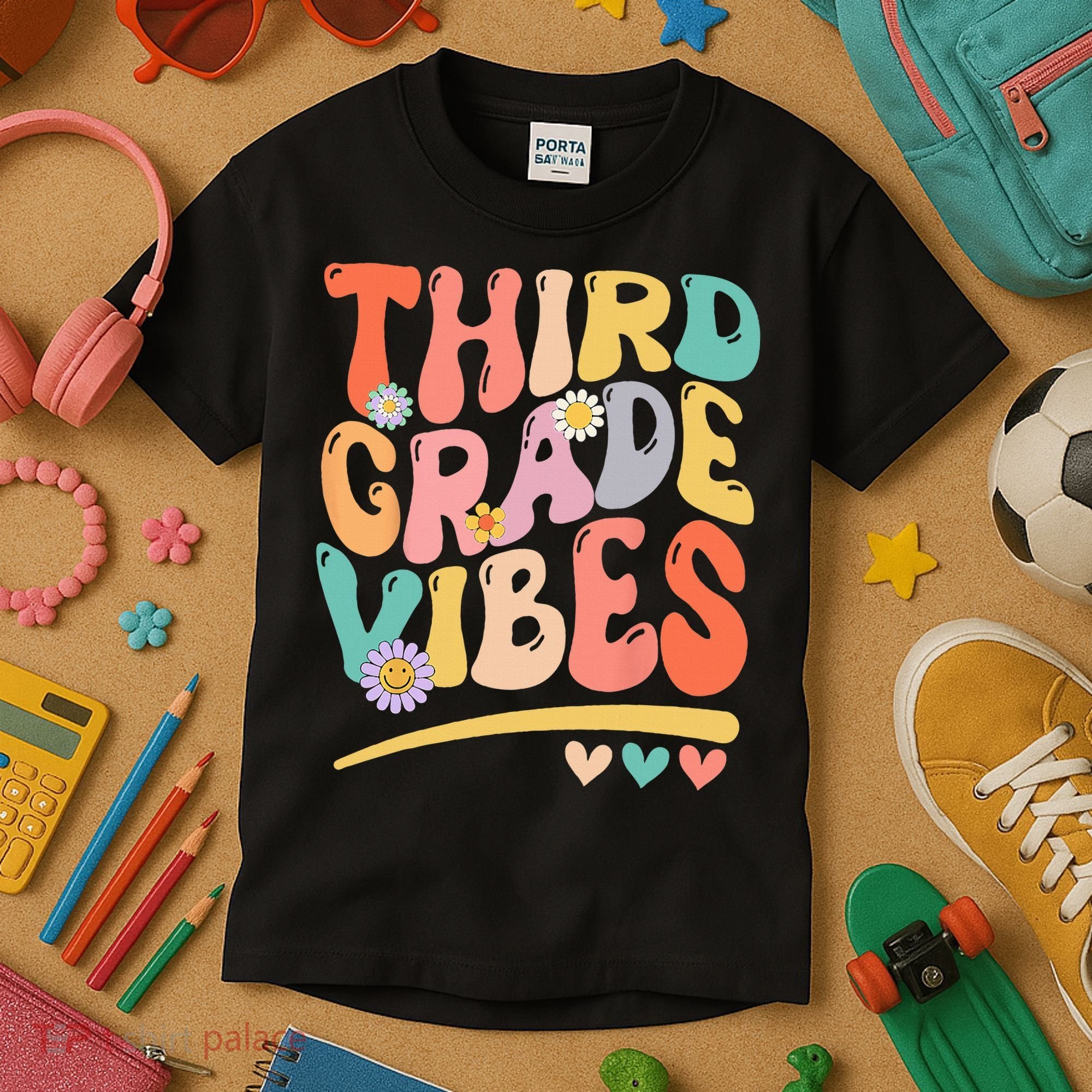Third Grade Vibes Back To School 3rd Grade Teacher Kids T-Shirt