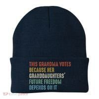This Grandma Votes Because Her Granddaughters Future Freedom Beanie thumb 0