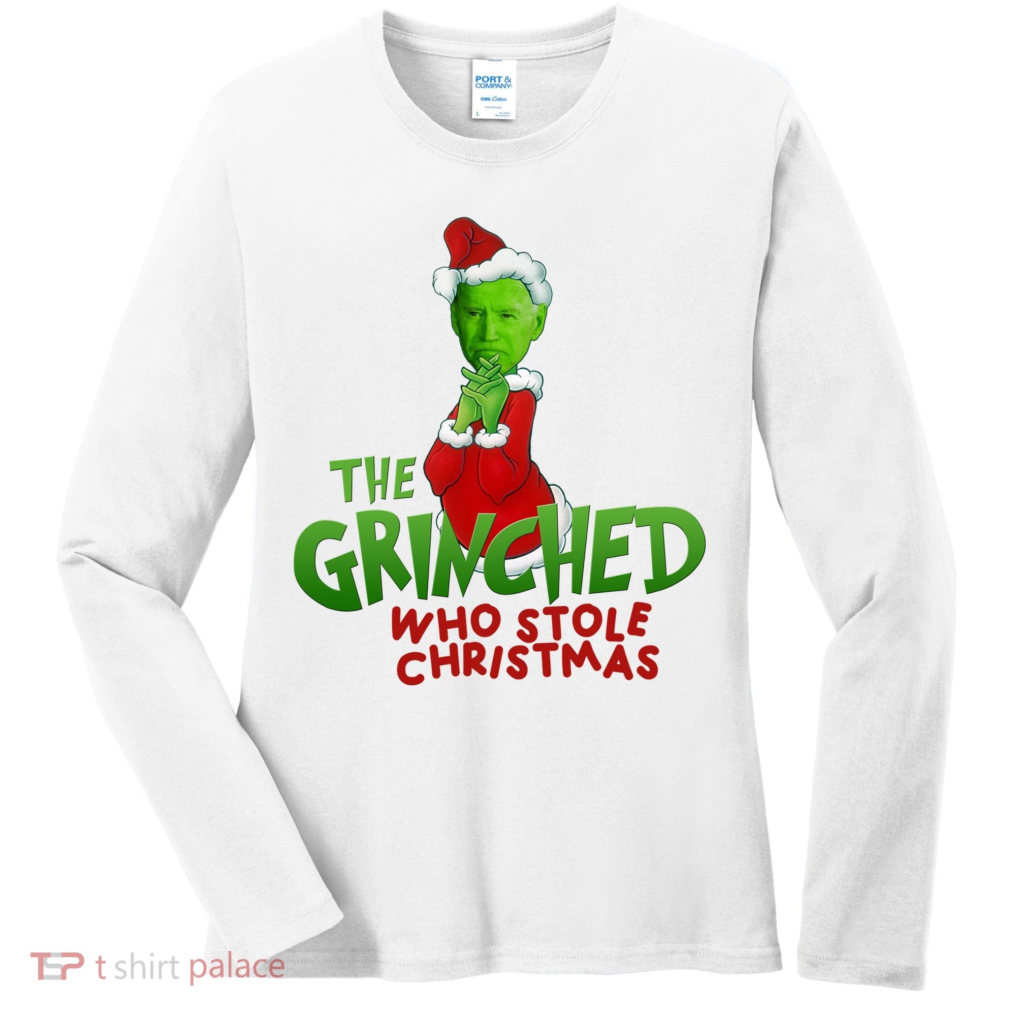 The Grinched Who Stole Christmas Funny Joe Biden Women's Long Sleeve Shirt