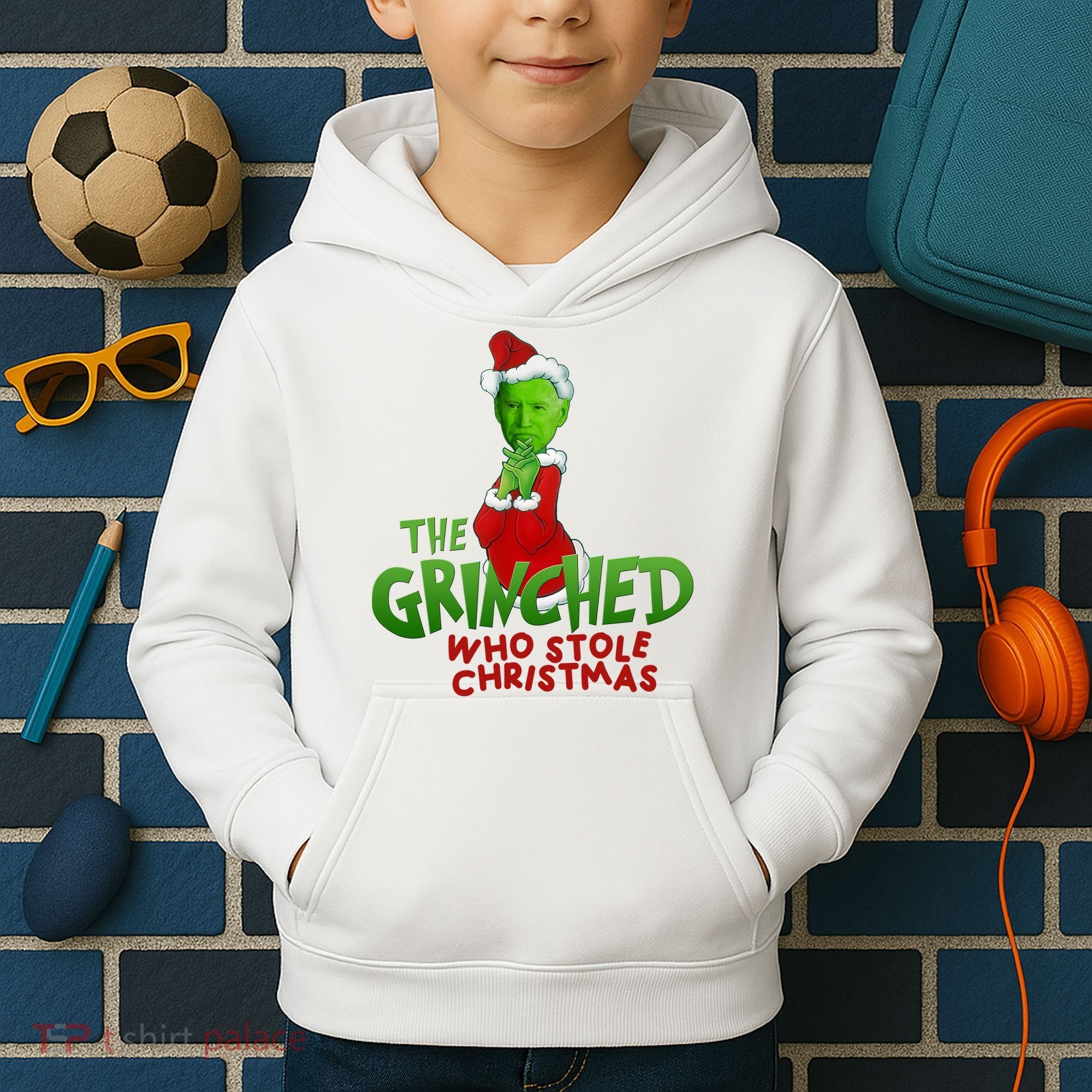 The Grinched Who Stole Christmas Funny Joe Biden Kids Hoodie