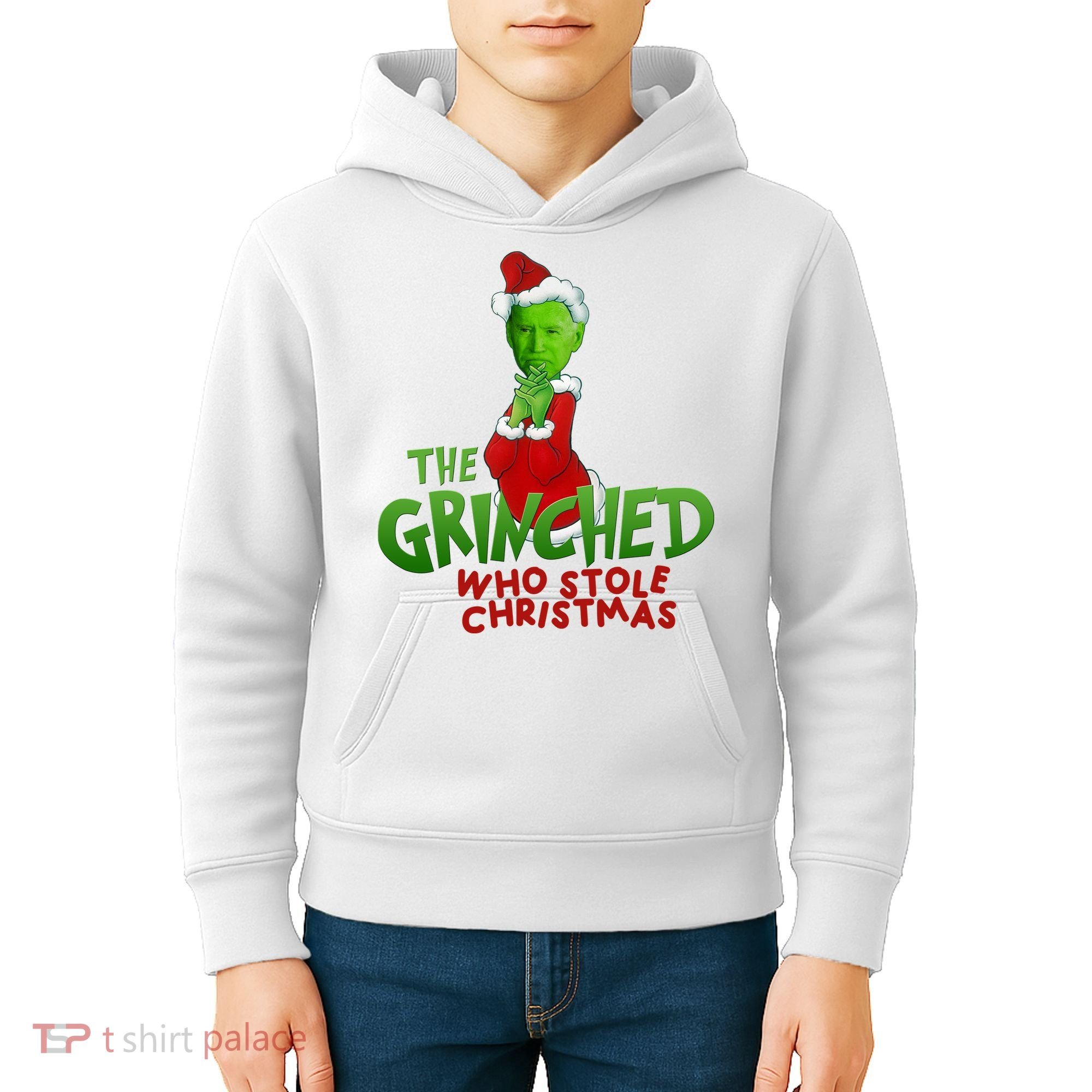 The Grinched Who Stole Christmas Funny Joe Biden Kids Hoodie