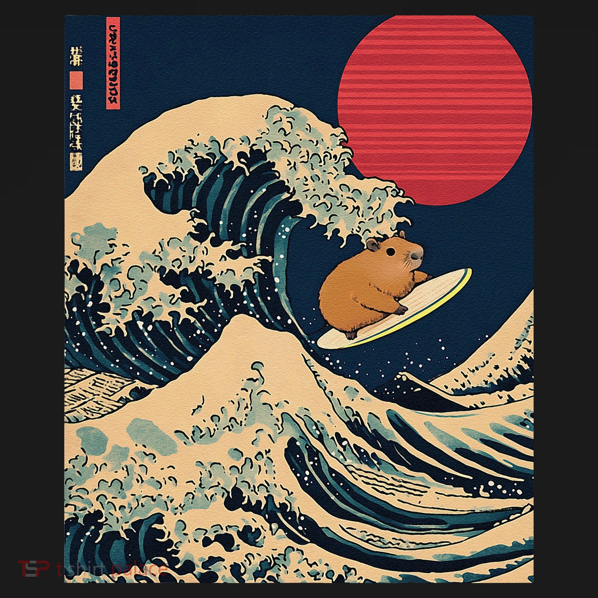 The Great Wave Off Kanagawa Capybara Surfing Japanese Otaku Ornament