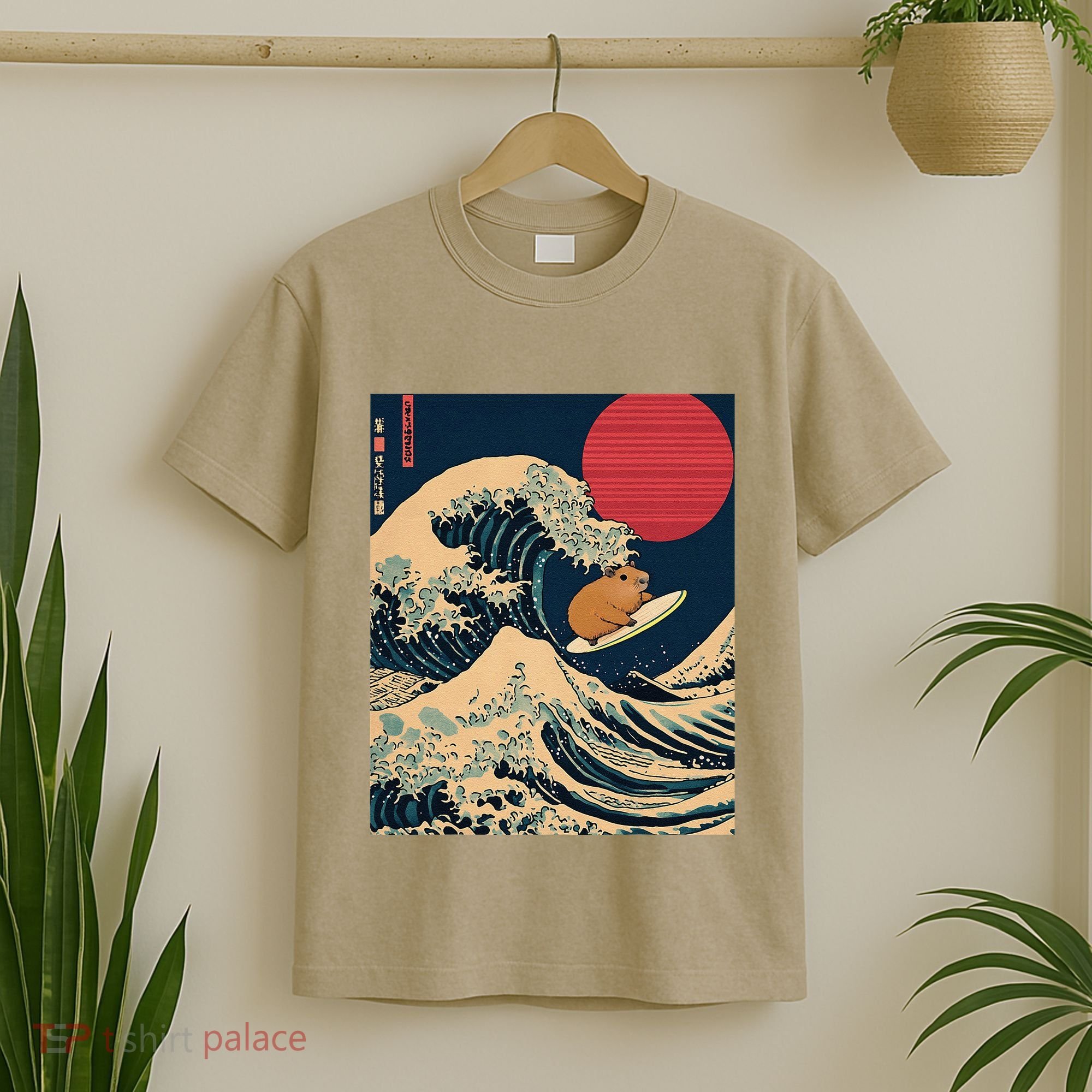 The Great Wave Off Kanagawa Capybara Surfing Japanese Otaku T-Shirt