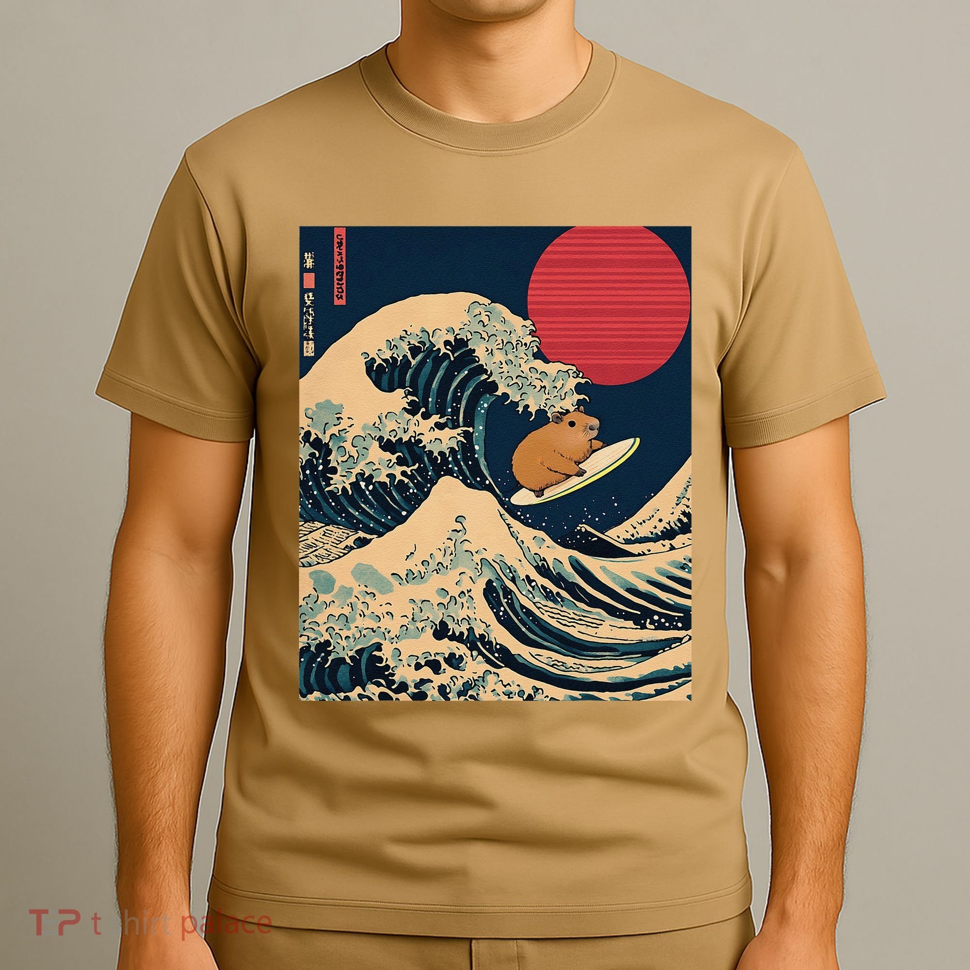 The Great Wave Off Kanagawa Capybara Surfing Japanese Otaku T-Shirt
