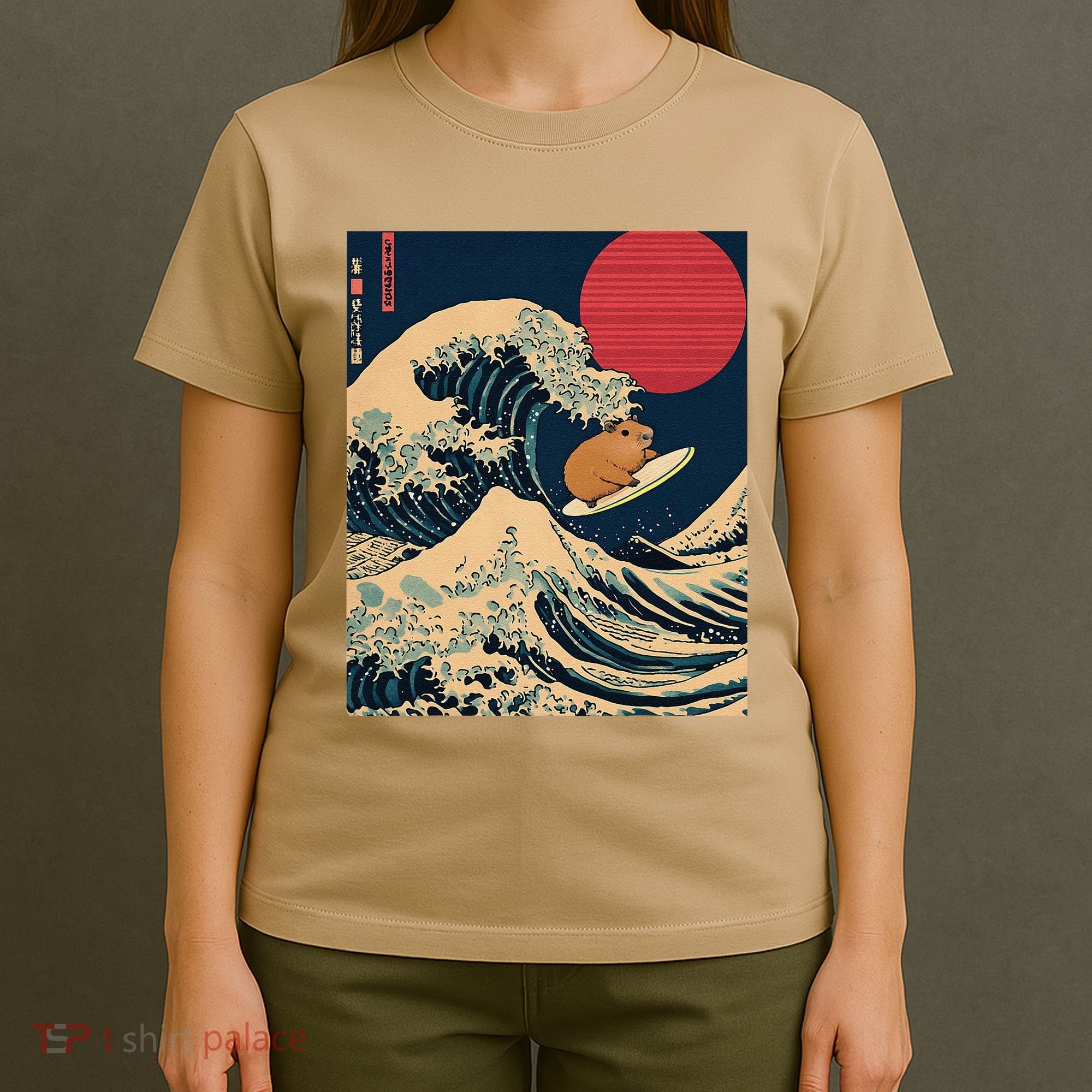 The Great Wave Off Kanagawa Capybara Surfing Japanese Otaku T-Shirt