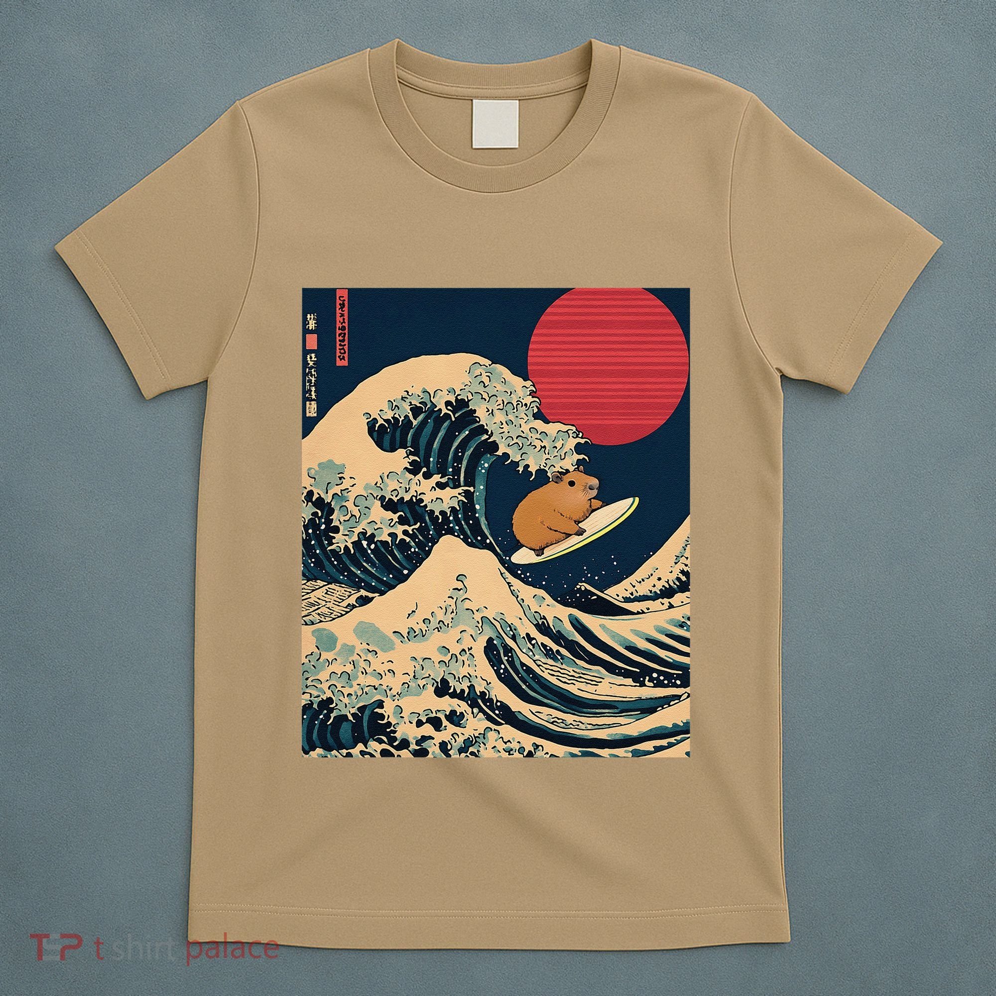 The Great Wave Off Kanagawa Capybara Surfing Japanese Otaku T-Shirt