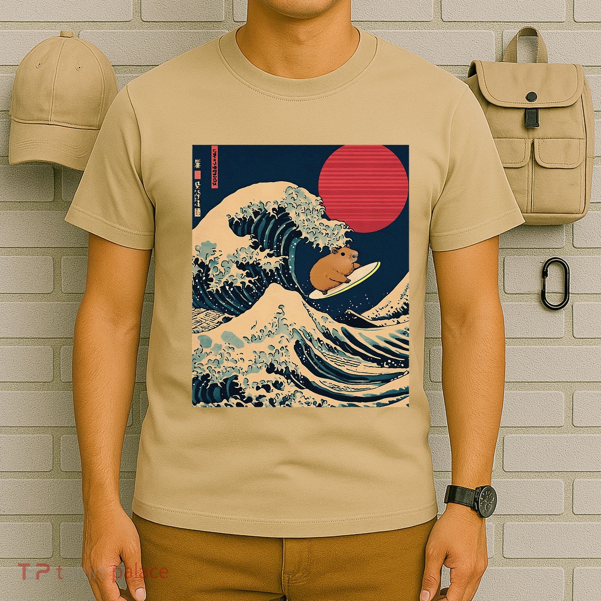 The Great Wave Off Kanagawa Capybara Surfing Japanese Otaku T-Shirt