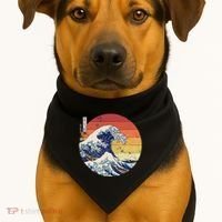 The Great Wave Kanagawa Hokusai Japanese Retro USA-Made Doggie Bandana thumb 1