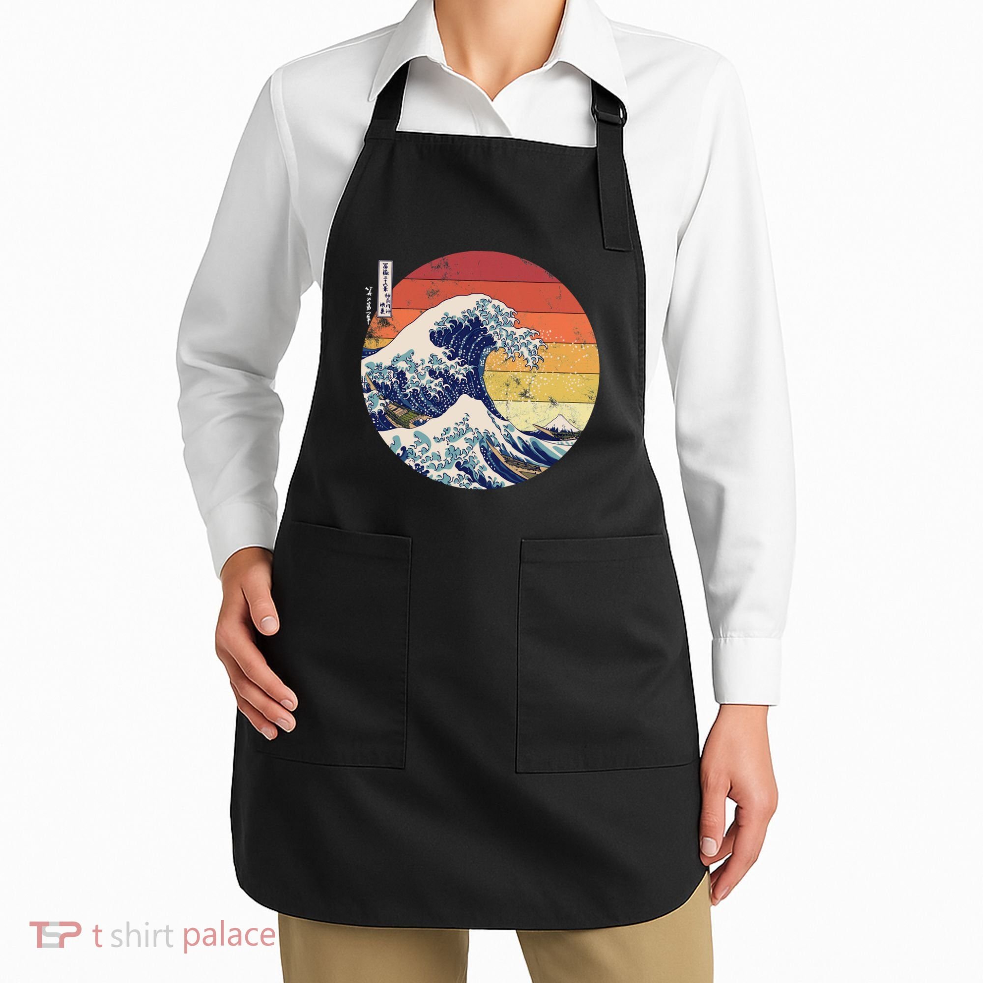 The Great Wave Kanagawa Hokusai Japanese Retro Apron