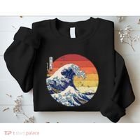 The Great Wave Kanagawa Hokusai Japanese Retro Sweatshirt thumb 2