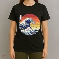 The Great Wave Kanagawa Hokusai Japanese Retro T-Shirt thumb 4