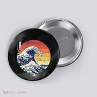 The Great Wave Kanagawa Hokusai Japanese Retro Button thumb 0