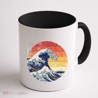 The Great Wave Kanagawa Hokusai Japanese Retro Coffee Mug thumb 1
