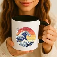 The Great Wave Kanagawa Hokusai Japanese Retro Coffee Mug thumb 3