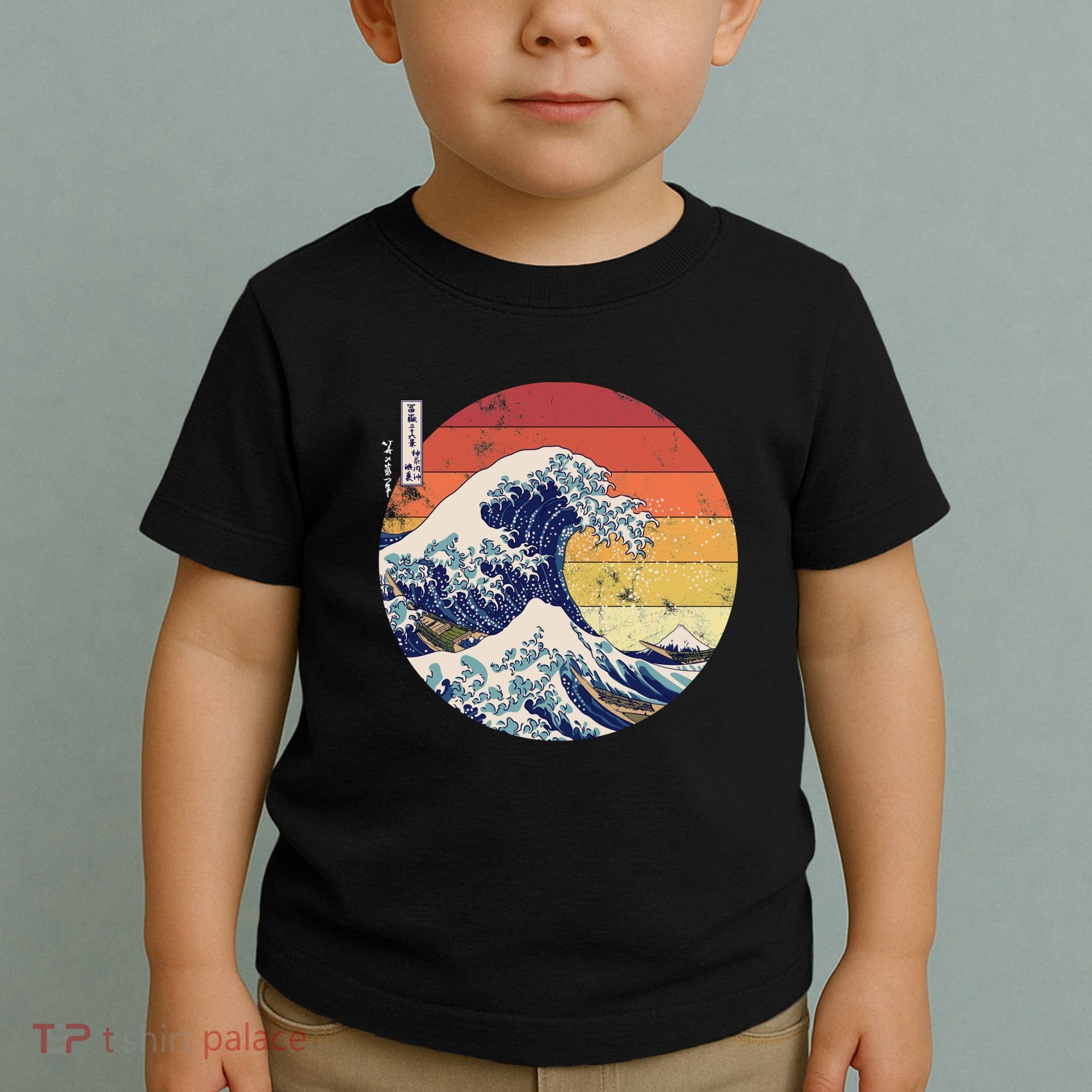 The Great Wave Kanagawa Hokusai Japanese Retro Toddler T-Shirt