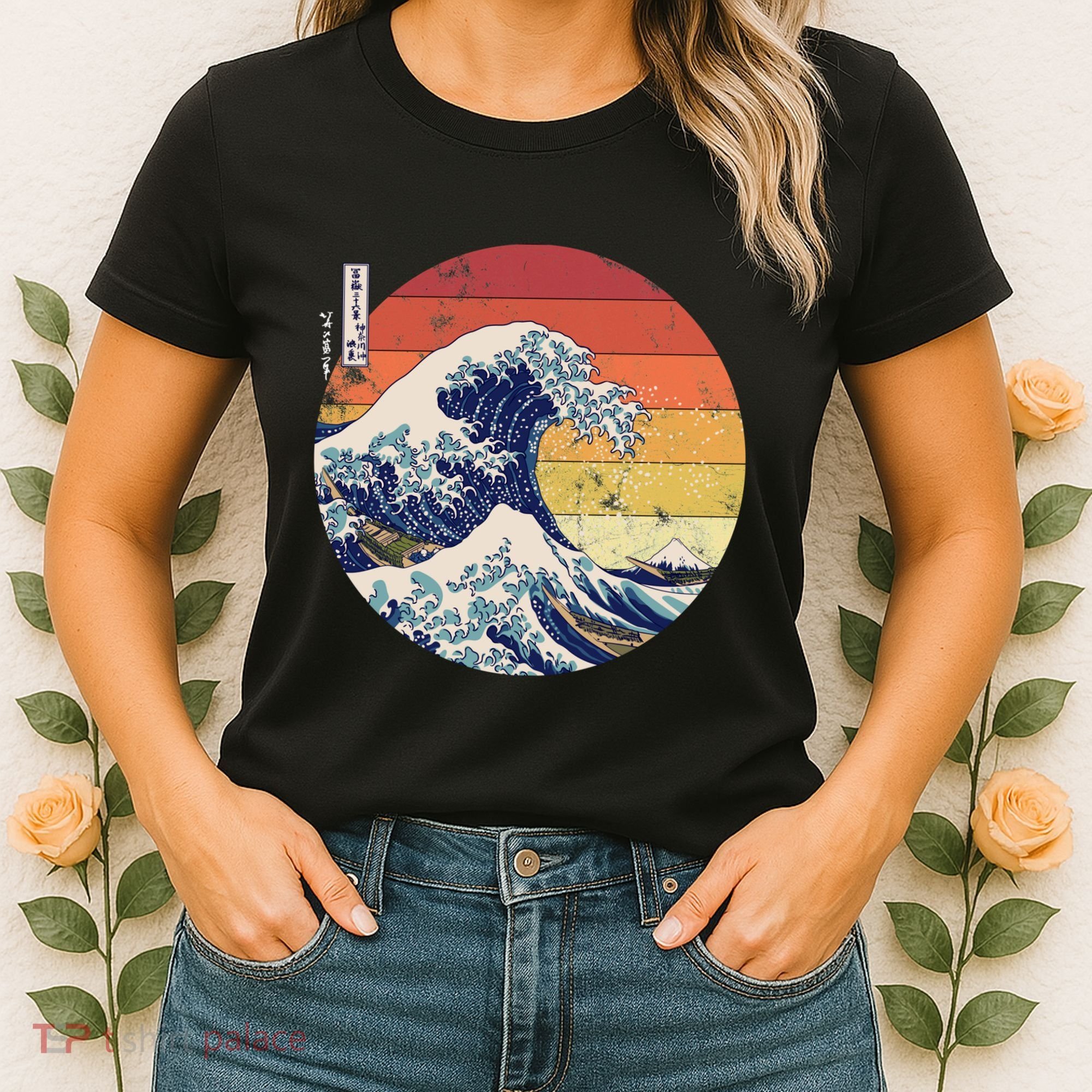 The Great Wave Kanagawa Hokusai Japanese Retro Women's T-Shirt