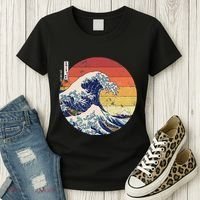 The Great Wave Kanagawa Hokusai Japanese Retro Women's T-Shirt thumb 3