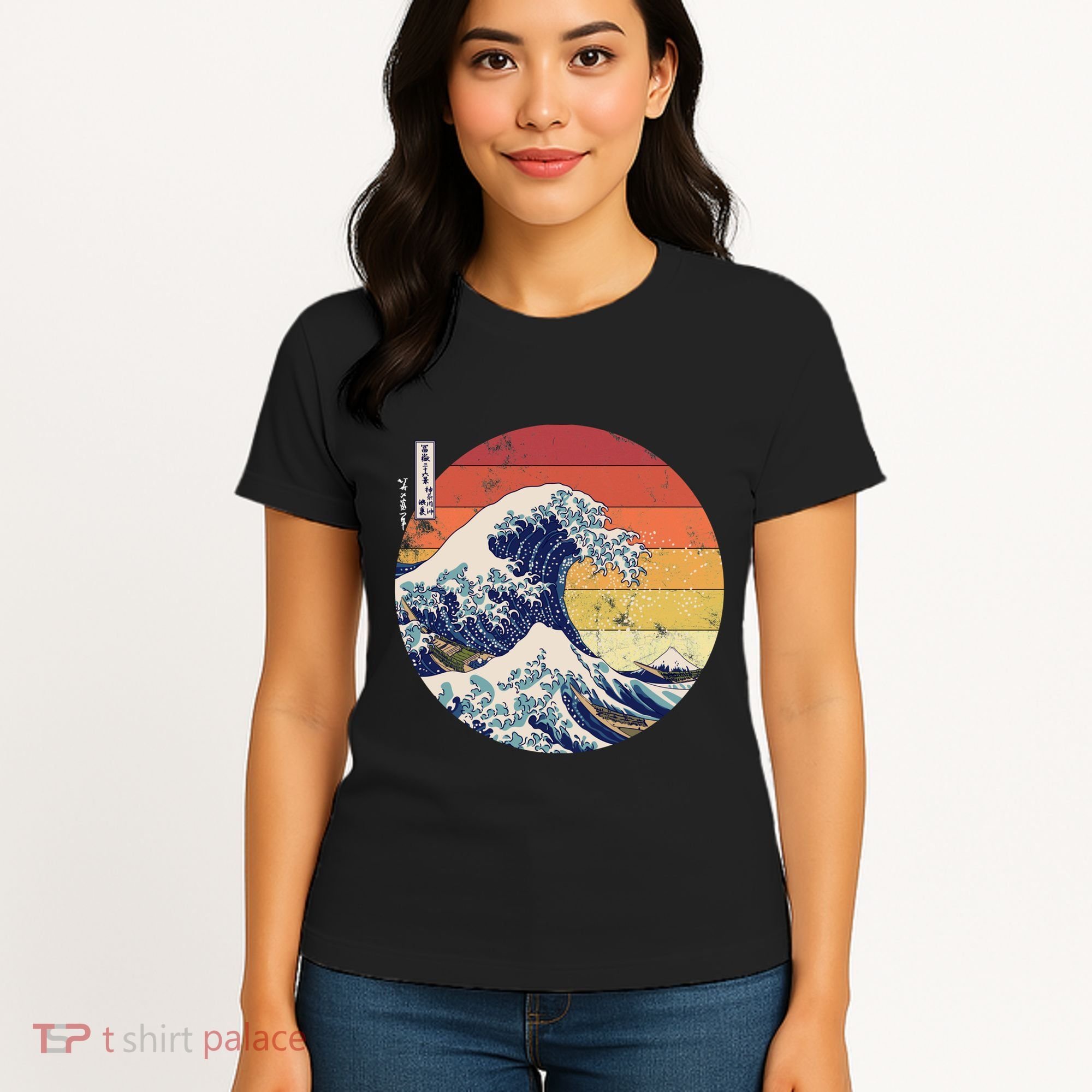 The Great Wave Kanagawa Hokusai Japanese Retro Women's T-Shirt