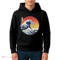 The Great Wave Kanagawa Hokusai Japanese Retro Kids Hoodie thumb 4
