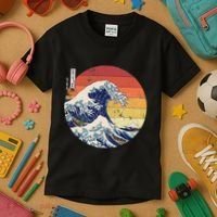 The Great Wave Kanagawa Hokusai Japanese Retro Kids T-Shirt thumb 3
