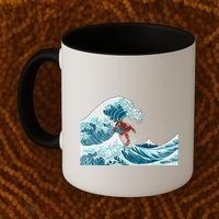 The Great Wave Off Kanagawa Samurai Surfing Cool Gift Japan Surf Gift Coffee Mug thumb 2