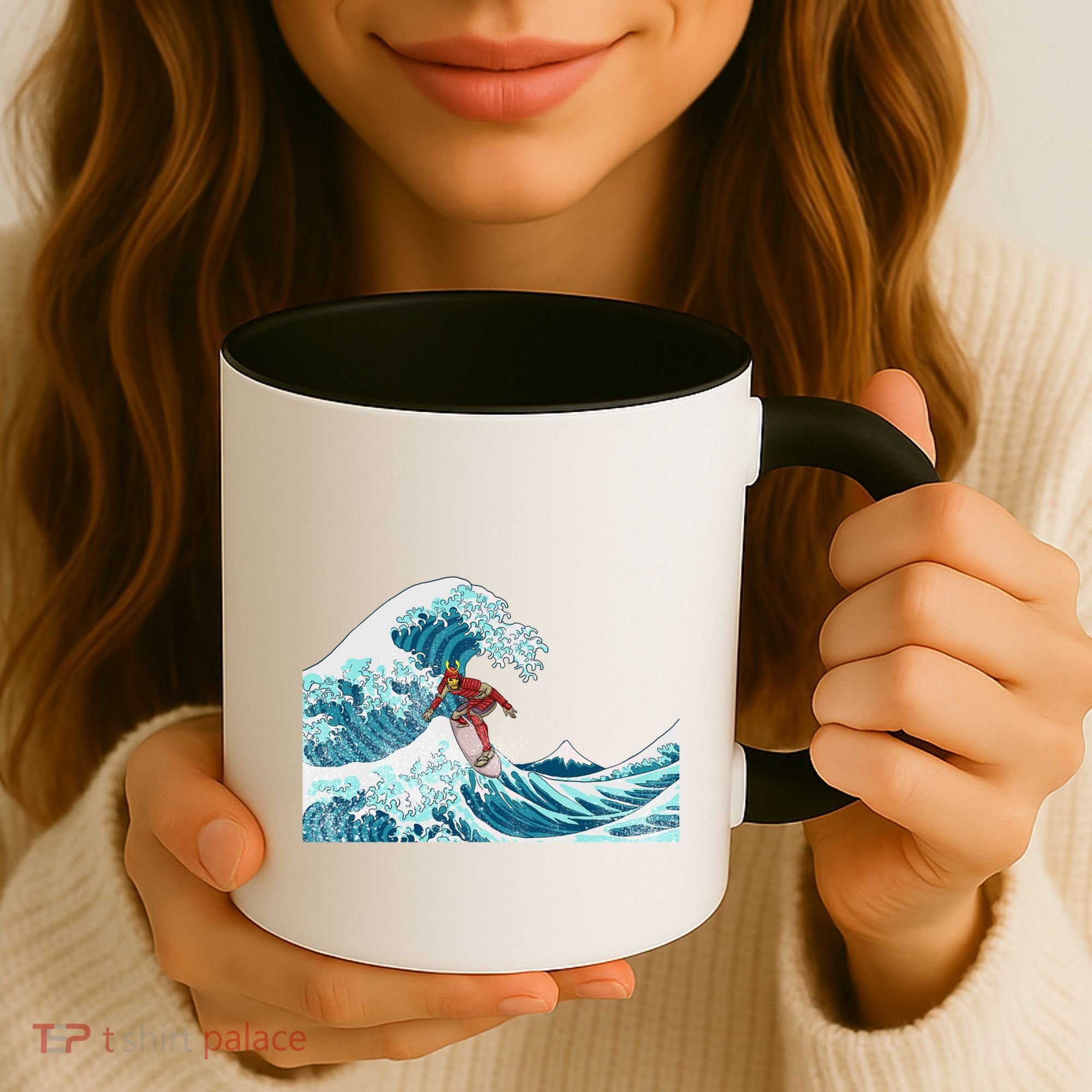The Great Wave Off Kanagawa Samurai Surfing Cool Gift Japan Surf Gift Coffee Mug