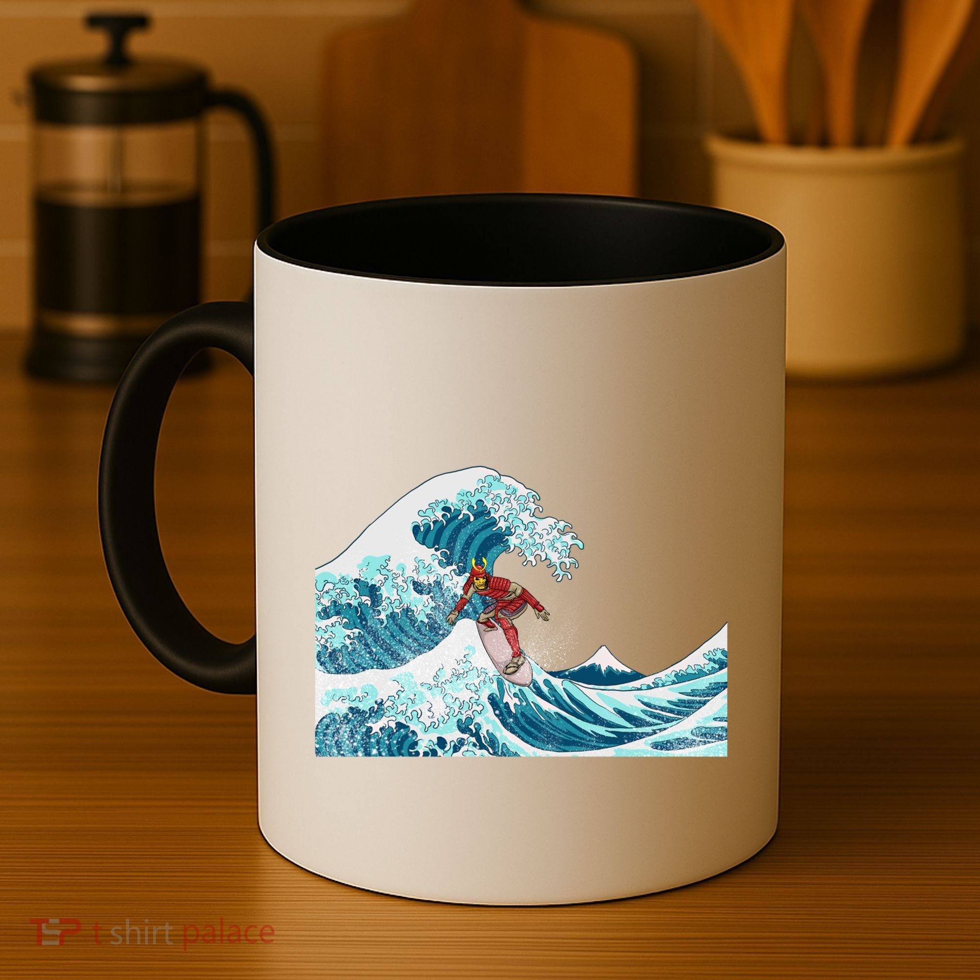 The Great Wave Off Kanagawa Samurai Surfing Cool Gift Japan Surf Gift Coffee Mug