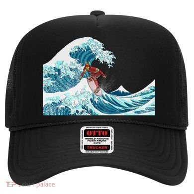 The Great Wave Off Kanagawa Samurai Surfing Cool Gift Japan Surf Gift Hat