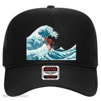 The Great Wave Off Kanagawa Samurai Surfing Cool Gift Japan Surf Gift Hat thumb 0