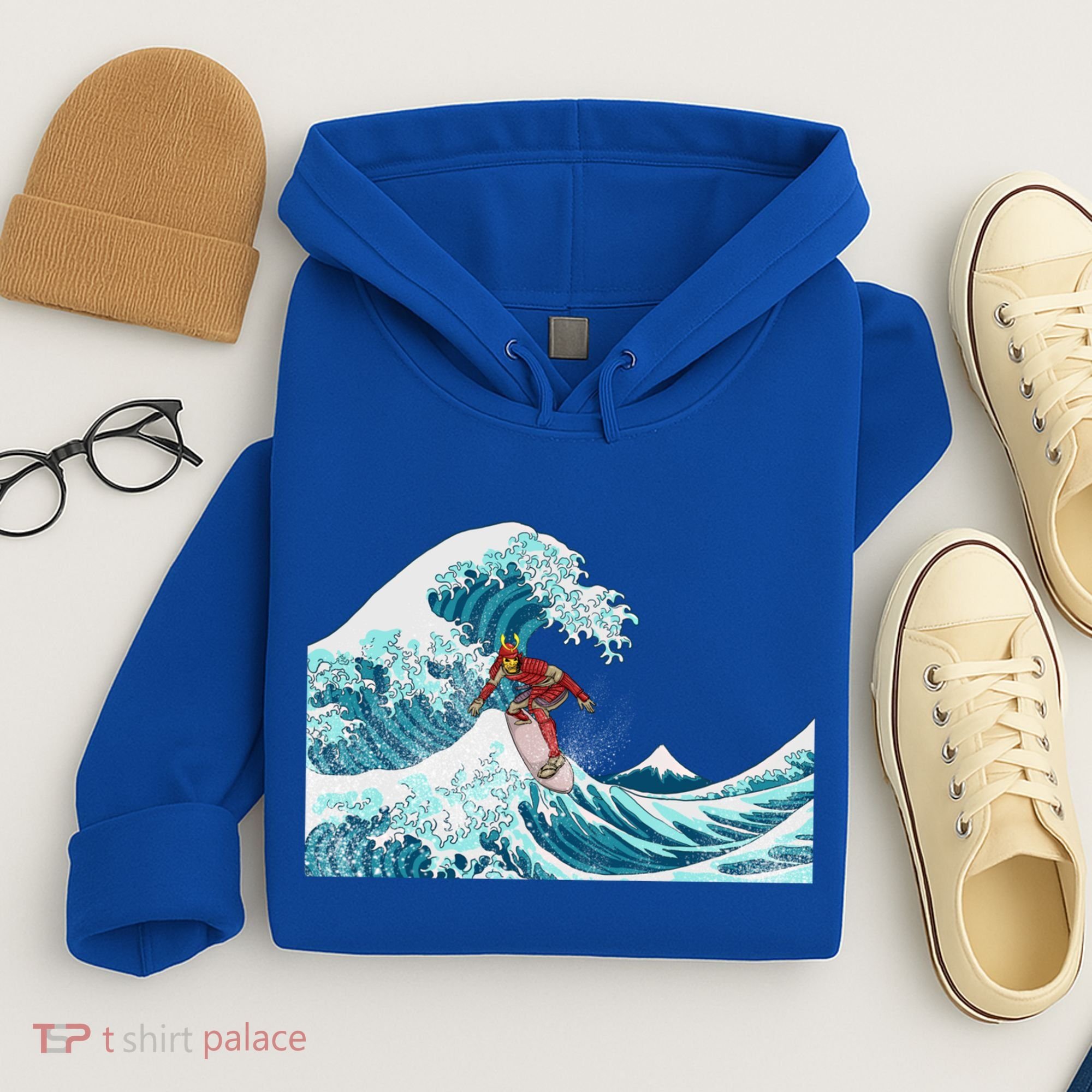 The Great Wave Off Kanagawa Samurai Surfing Cool Gift Japan Surf Gift Hoodie