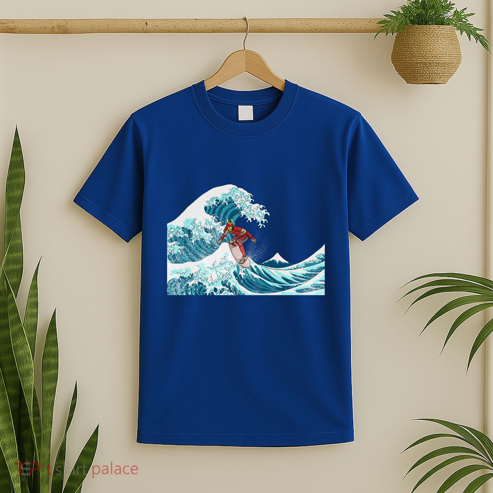 The Great Wave Off Kanagawa Samurai Surfing Cool Gift Japan Surf Gift T-Shirt