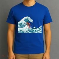 The Great Wave Off Kanagawa Samurai Surfing Cool Gift Japan Surf Gift T-Shirt thumb 3