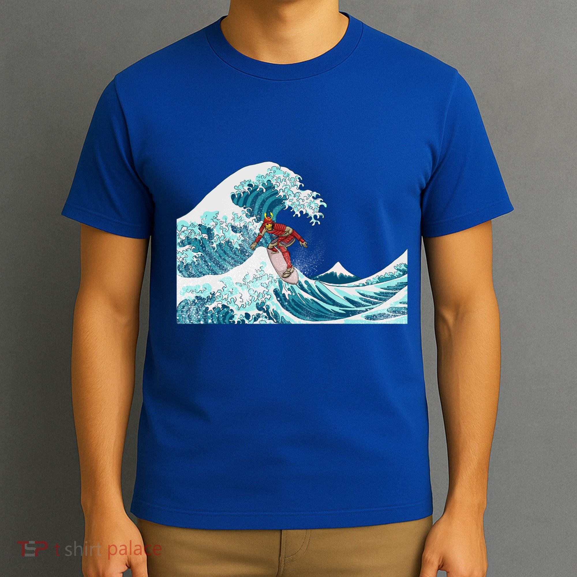 The Great Wave Off Kanagawa Samurai Surfing Cool Gift Japan Surf Gift T-Shirt