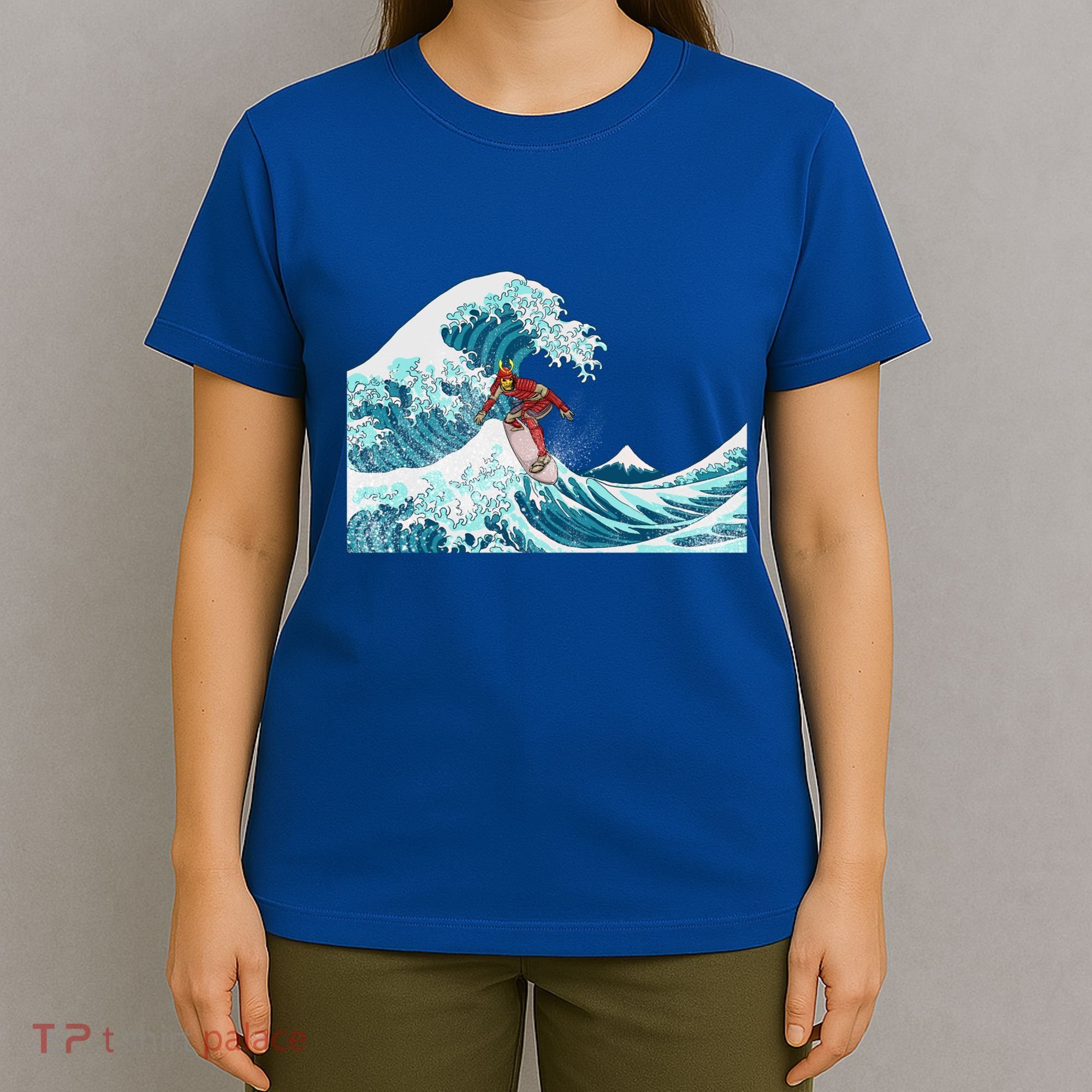 The Great Wave Off Kanagawa Samurai Surfing Cool Gift Japan Surf Gift T-Shirt