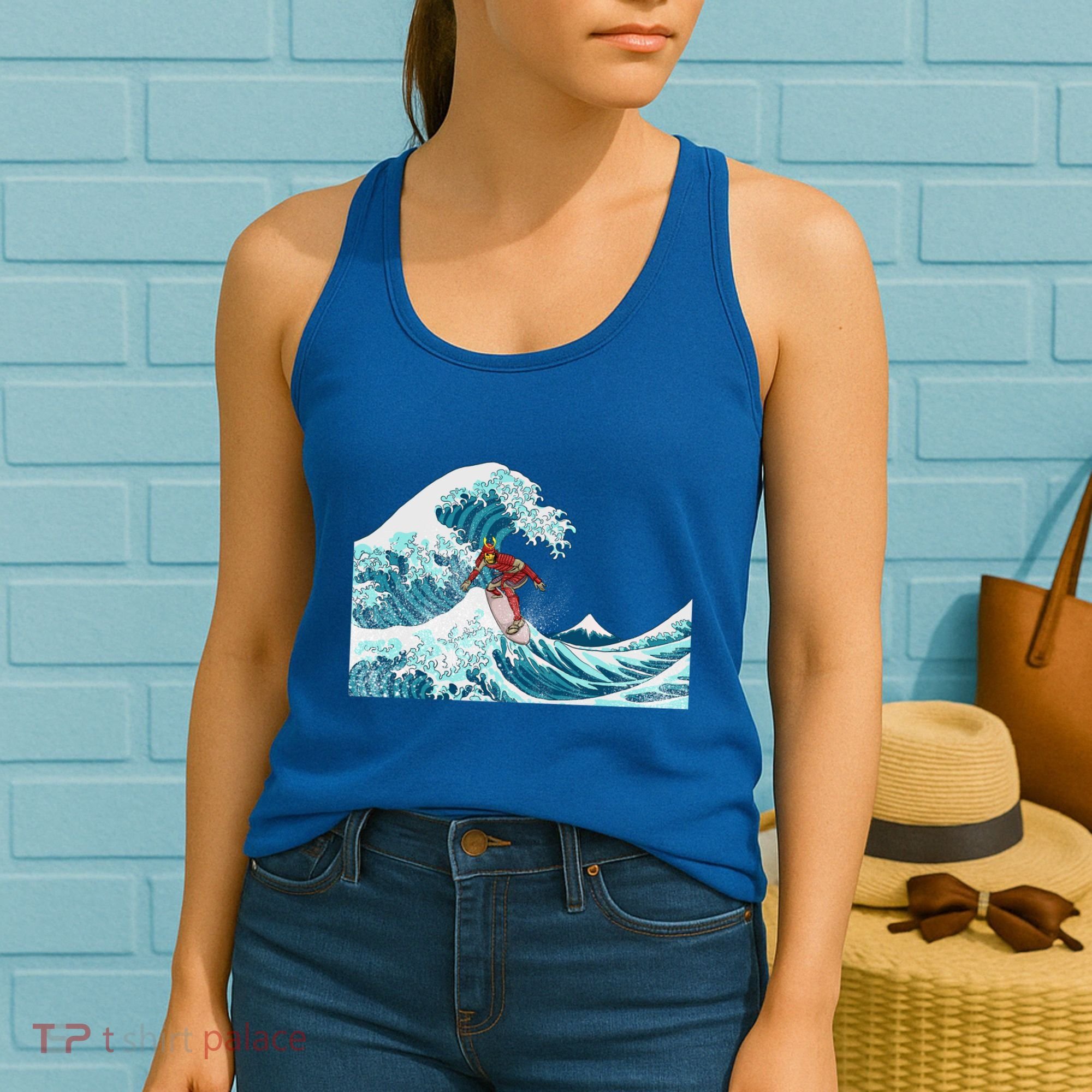 The Great Wave Off Kanagawa Samurai Surfing Cool Gift Japan Surf Gift Women's Tank Top