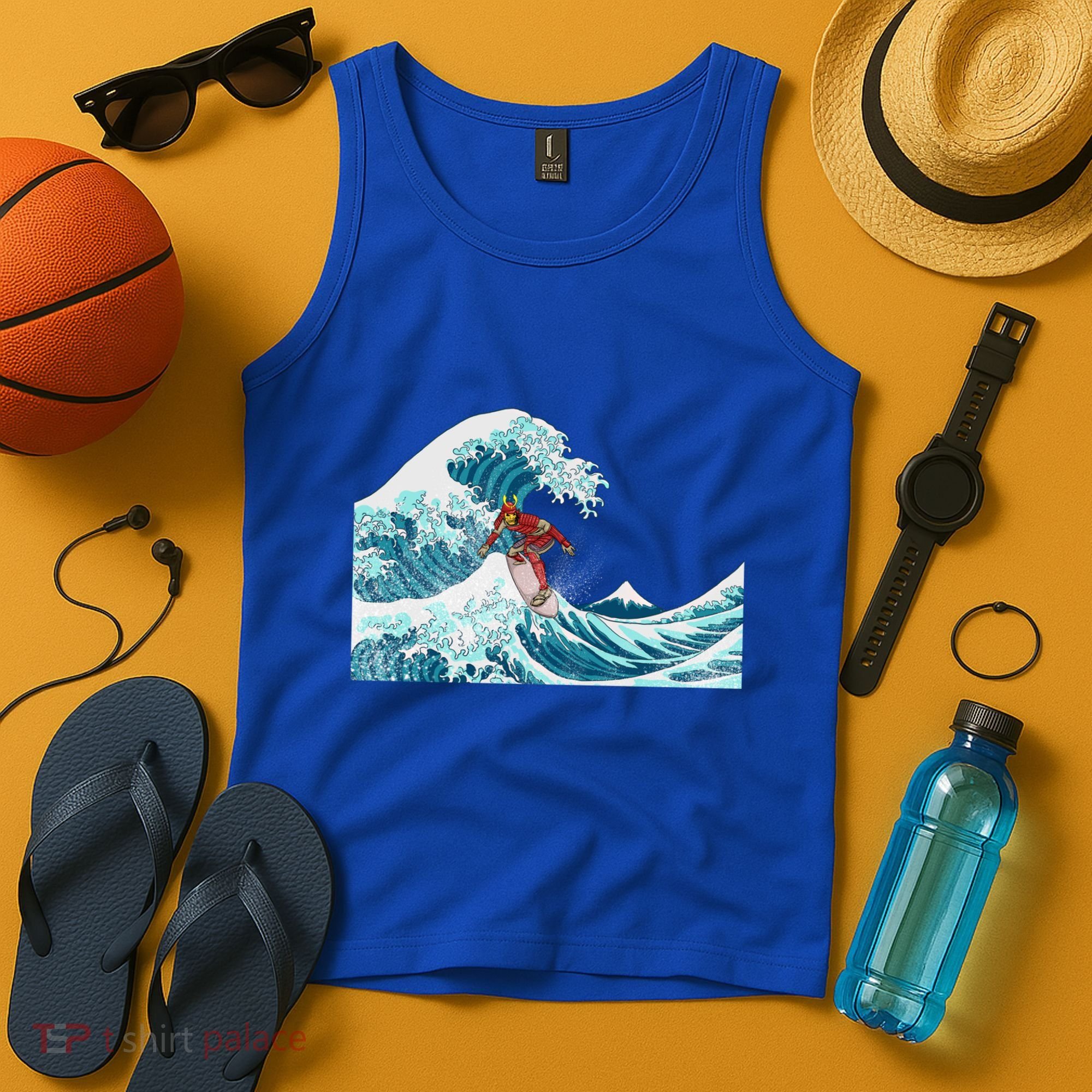 The Great Wave Off Kanagawa Samurai Surfing Cool Gift Japan Surf Gift Tank Top