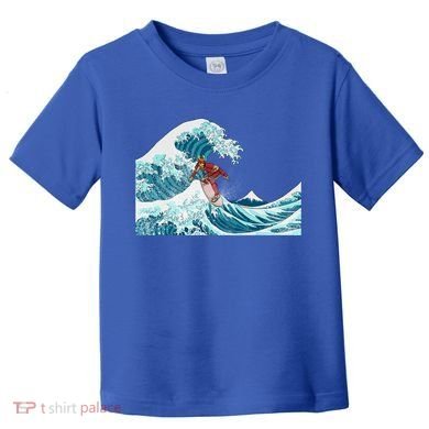 The Great Wave Off Kanagawa Samurai Surfing Cool Gift Japan Surf Gift Toddler T-Shirt