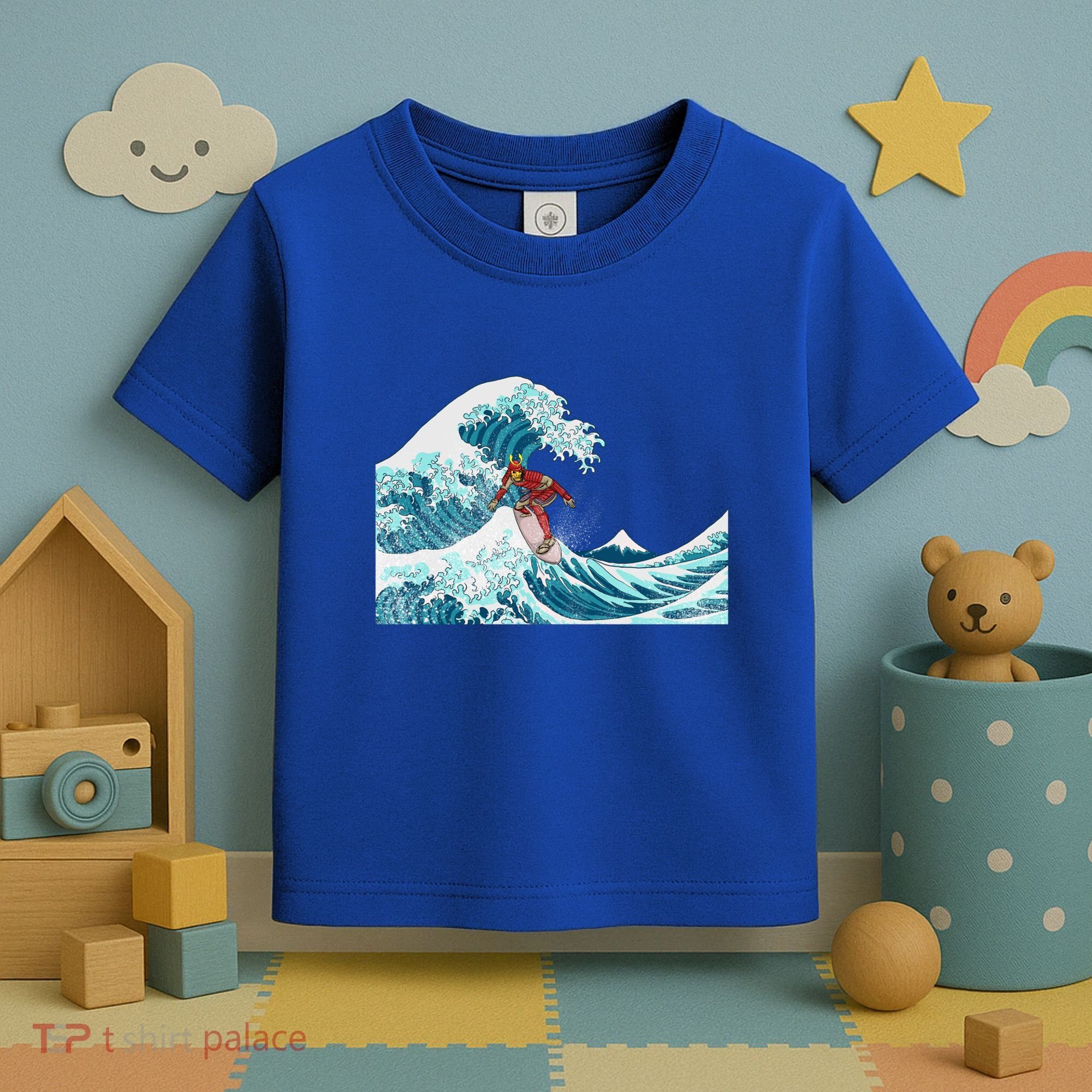 The Great Wave Off Kanagawa Samurai Surfing Cool Gift Japan Surf Gift Toddler T-Shirt