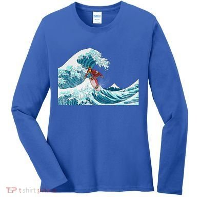 The Great Wave Off Kanagawa Samurai Surfing Cool Gift Japan Surf Gift Women's Long Sleeve Shirt