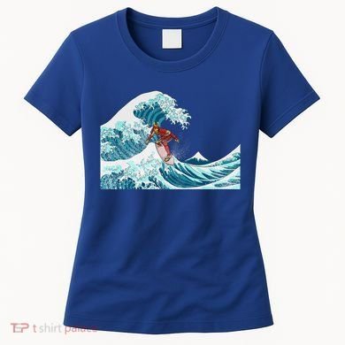 The Great Wave Off Kanagawa Samurai Surfing Cool Gift Japan Surf Gift Women's T-Shirt