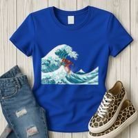 The Great Wave Off Kanagawa Samurai Surfing Cool Gift Japan Surf Gift Women's T-Shirt thumb 3
