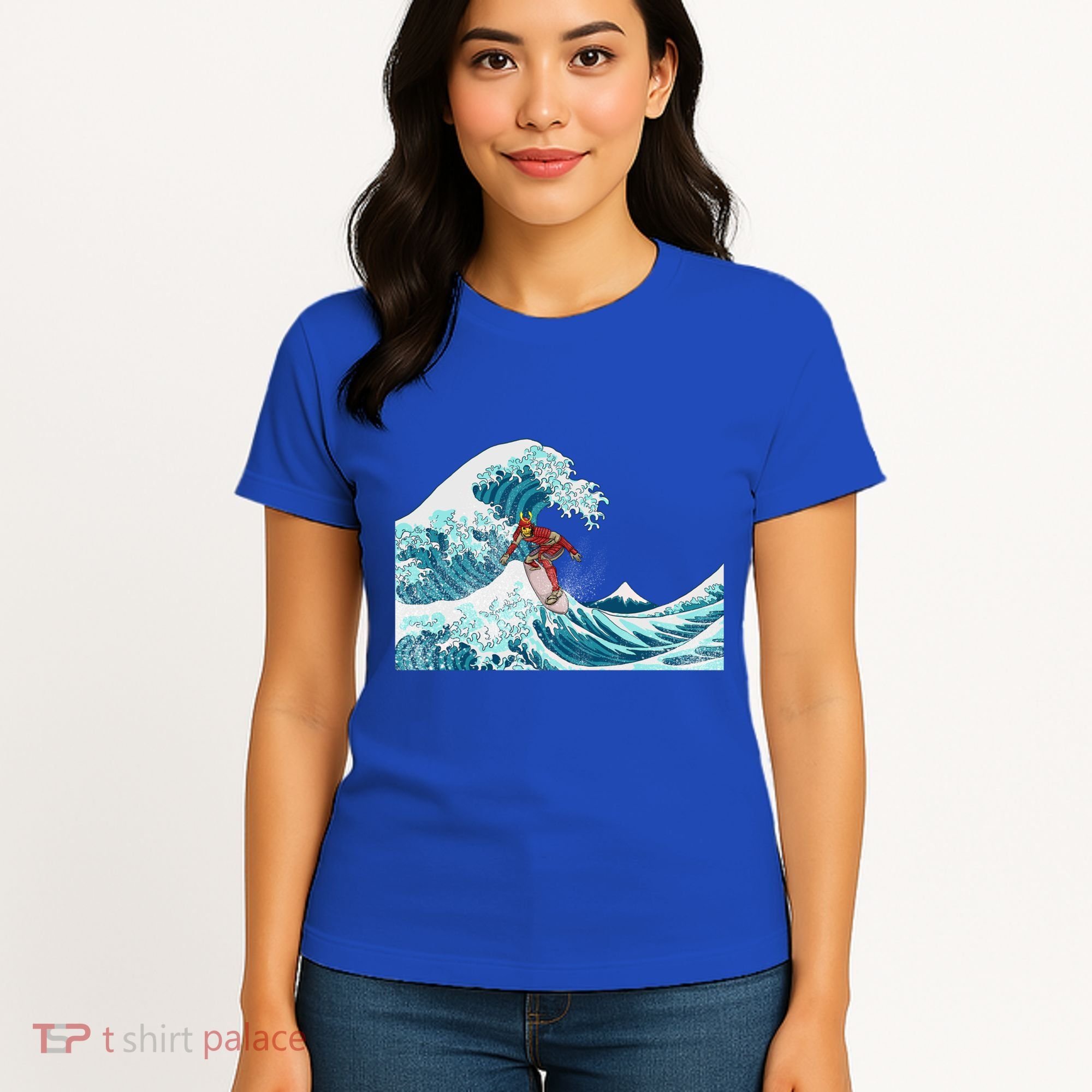 The Great Wave Off Kanagawa Samurai Surfing Cool Gift Japan Surf Gift Women's T-Shirt