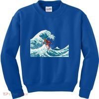 The Great Wave Off Kanagawa Samurai Surfing Cool Gift Japan Surf Gift Kids Sweatshirt thumb 0