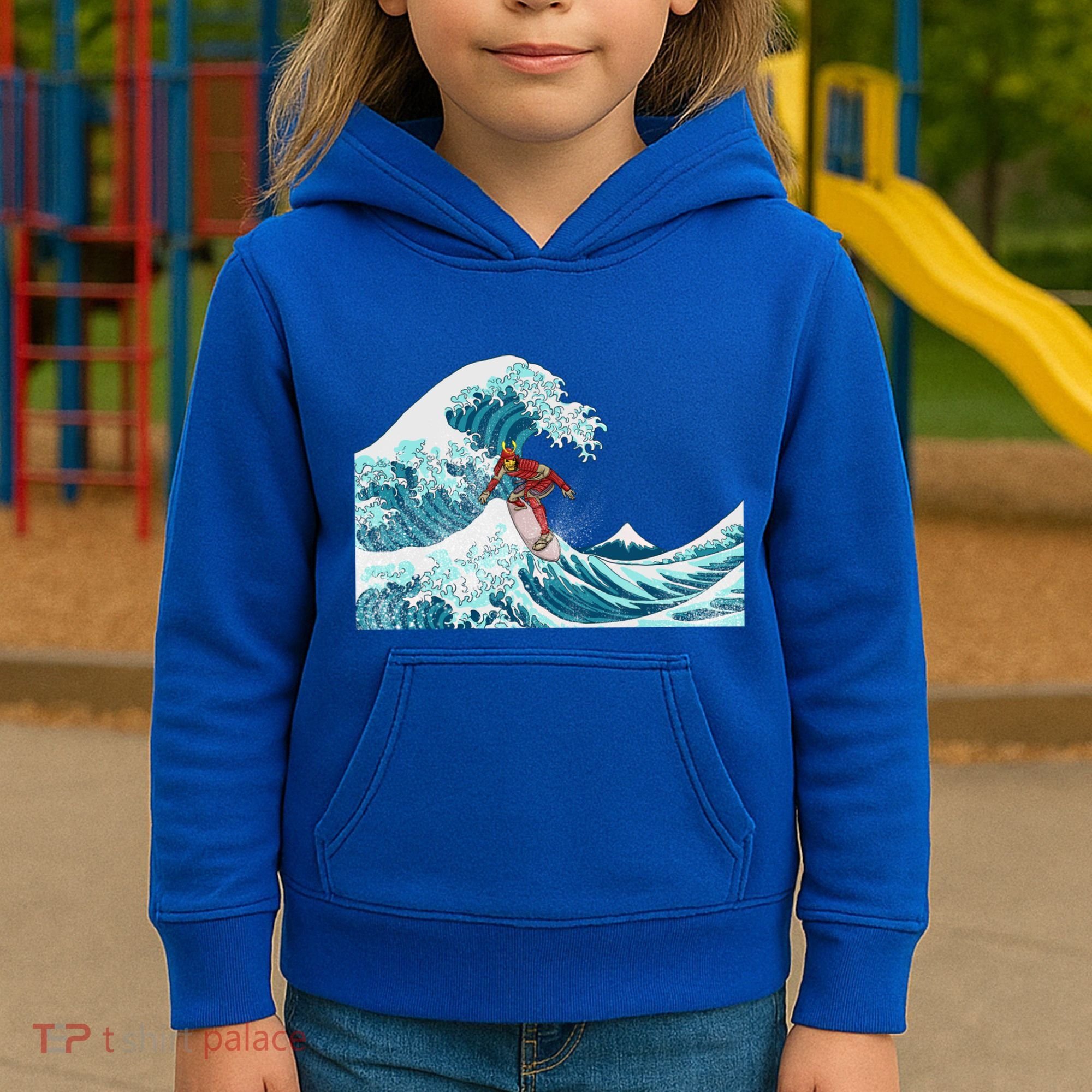 The Great Wave Off Kanagawa Samurai Surfing Cool Gift Japan Surf Gift Kids Hoodie